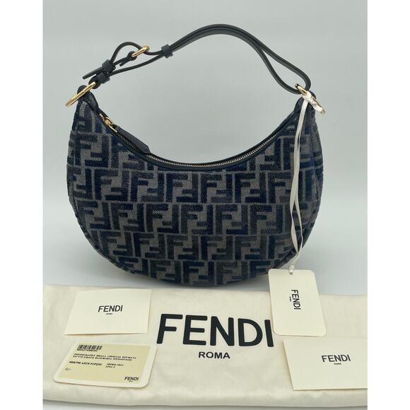 NEW FENDI FENDIGRAPHY FF LOGO BLUE HOBO BAG PURSE NWT AUTHENTIC! - Picture 3 of 13